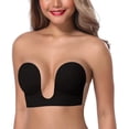 thumbnail image 1 of Women's Deep Plunge Strapless Backless Sticky Underwire Push Up Adhesive Bra, 1 of 7