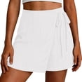 thumbnail image 2 of Pafei Tyugd Summer Wrap Skirts for Women Mini Boho Skirt with Shorts Stretchy High Waisted Beach Shorts White M, 2 of 7