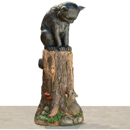 Bits and Pieces Cat & Mouse Garden Statue – 17.25" Polyresin Outdoor Decor