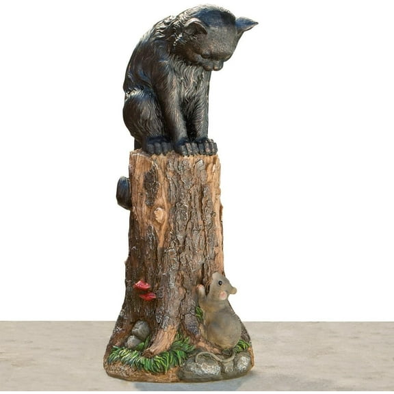 Bits and Pieces Cat & Mouse Garden Statue – 17.25" Polyresin Outdoor Decor