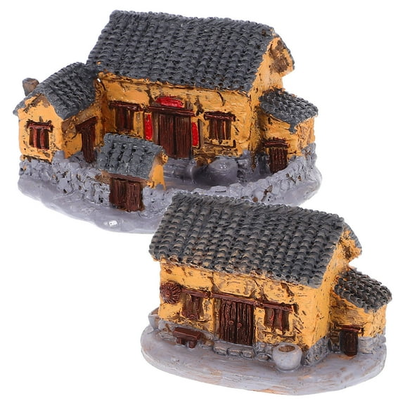 WHAMVOX 2Pcs Miniature House for Micro Landscape Landscaping Ornaments in Assorted Colors