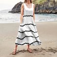 thumbnail image 4 of Sngxgn Women's Summer Dresses Collar V Neck Sleeveless Midi Dress Causal Stripes Ribbed Knit Bodycon Dresses(White,XL), 4 of 6