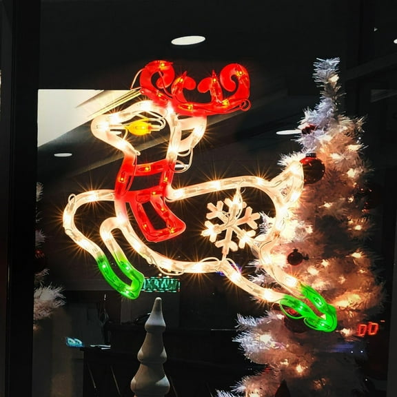 Christmas Window Silhouette Lights | Lighted Double-Sided Deer Decoration with 50 Incandescent Mini Lights | Perfect for Holiday Indoor/Outdoor Wall, Door & Glass Decor