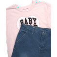 thumbnail image 4 of Baby Phat Girls Denim Set - 2 Piece Soft Crewneck Girls Shirts and Wide Leg Denim Jeans Set (4-12), 4 of 7