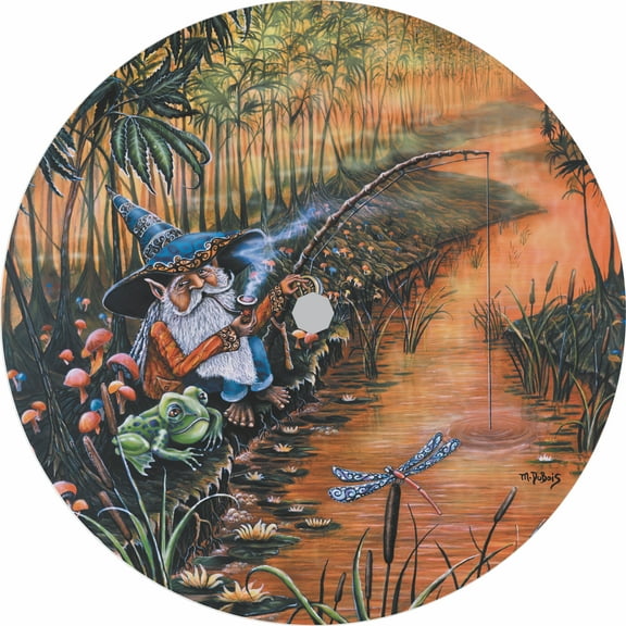 Tire Cover Central Gnome Fishing Black Vinyl (Select Size/Camera in Menu) 255/70r18 Center Camera