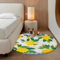 thumbnail image 2 of Summer Yellow Lemon Round Area Rug 3.3Ft Washable Circle Rugs for Dining Room Table, Blue Floral Fruits Non-Slip Carpet Floor Mats Indoor Outdoor Carpet Runner Aesthetic Home Decor, 2 of 8