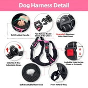 PoyPet No Pull Dog Harness,No Choke Reflective Dog Vest,Adjustable Soft Padded Pet Harness with Easy Control Handle for Small Medium Large Dogs,Pink M