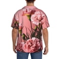 thumbnail image 3 of Naloa Delicate Pink Carnations A Men's Loose Fit Cuban Collar Short-Sleeve Shirt, Hawaiian Shirts, Mens Shirts Casual for Everyday Wear Outings-XX-Large, 3 of 5