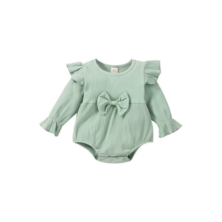 

Ma&Baby Toddler Newborn Baby Girls Jumpsuit Ribbed Ruffles Long Sleeve Playsuit Rompers