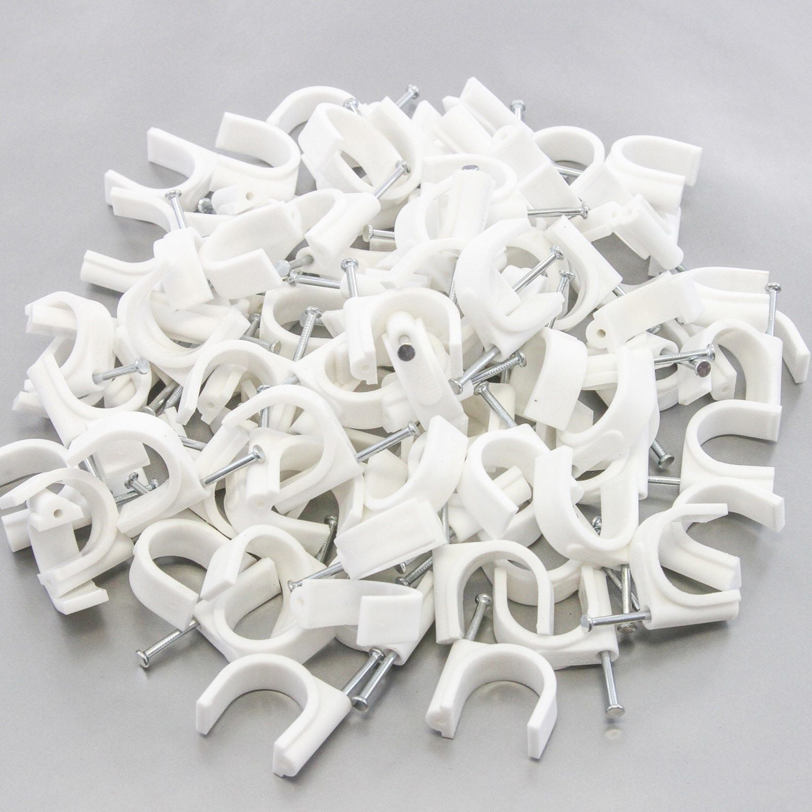 100 Round 1 Inches (25 mm) Cable Wire Clips Cable Management Cord Tie