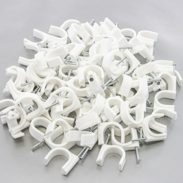 100 Round 1 Inches (25 mm) Cable Wire Clips Cable Management Cord Tie