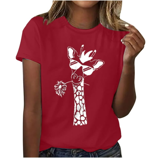 Birdeem T-Shirts Imprimés pour Femmes et Filles, Manches Courtes, Col Rond, Blouse