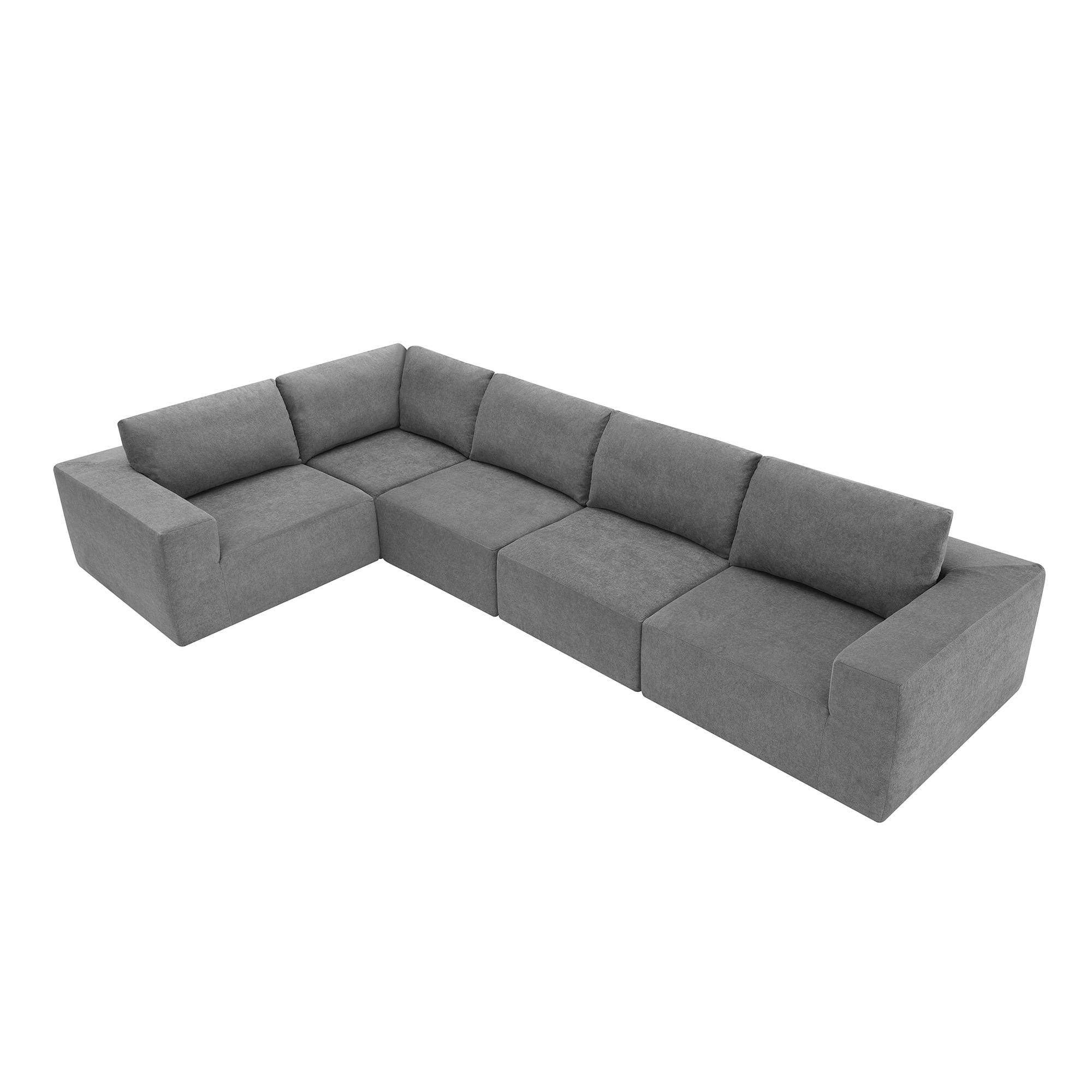 MAYEERTY 116x116" L-Shaped Modular Sectional Sofa - Luxury 5PC Free Combination Compressed Floor Couch for Living Room/Bedroom, 3 Colors