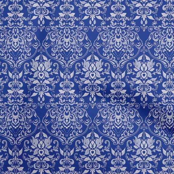 oneOone Rayon Lapis Blue Fabric Damask Sewing Craft Projects Fabric Prints By Yard 56 Inch Wide