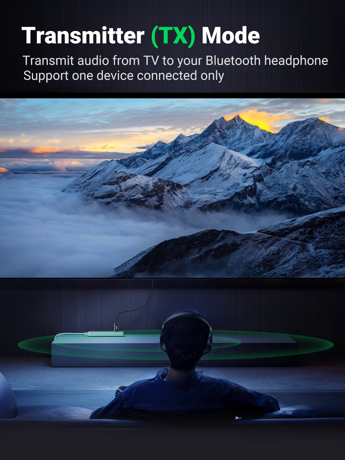 UGREEN Bluetooth Adapter, 2 in 1  Audio Receiver and Transmitter for TV, Home Stereo, Headphones