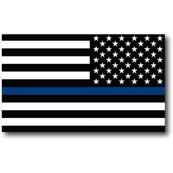 Thin Blue Line Reverse American Flag Decal 3" x 5" - in Support of Police and Law Enforcement Officers