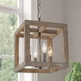 thumbnail image 3 of Uolfin Farmhouse Wood Lantern Dining Room Chandelier Niki 4-Light Rustic Cage Island Chandelier Pendant Light, 3 of 5