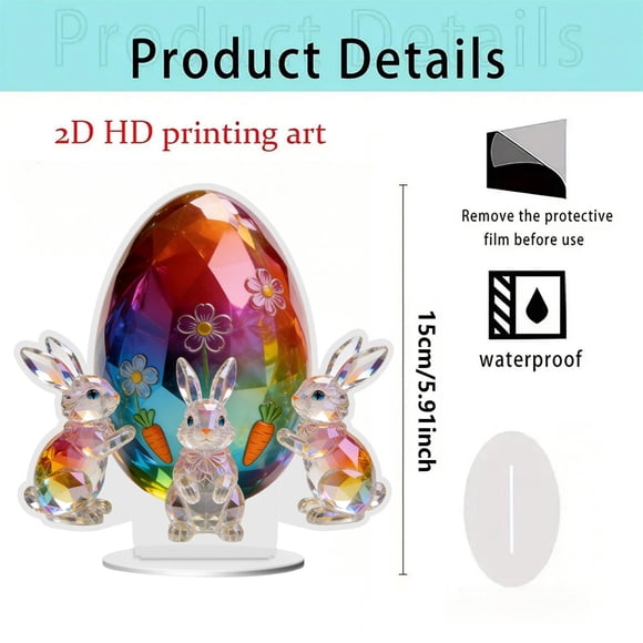 Acrylic Easter Egg Desktop Ornament 15 cm for Living Room Bedroom Study Home Decor Gifts for Children