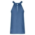 thumbnail image 5 of Usmixi Womens Tank Tops Solid Round Neck Sleeveless Shirts Loose Lightweight Denim Halter Strap Vest Blouse Light Blue M, 5 of 6