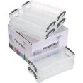 thumbnail image 2 of 6 Pack Stackable Translucent Pencil Box - Office Supplies Storage Organizer Box, 2 of 4