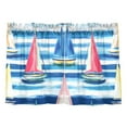 thumbnail image 7 of Yayeee Kitchen Curtains Tier Pair Light Filtering 27"x36" Rod Pocket Short Cafe Window Panel, Green Sailboats, 7 of 7