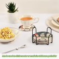 thumbnail image 5 of Yayeee 6 PCS Drink Coasters with Holder Set Woven Absorbent Round Tabletop Hot Pad, Green Snowmen, 5 of 7