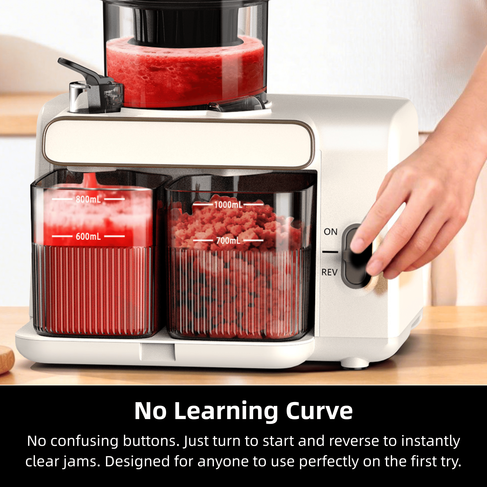 Cold Press Juicer, 99% Juice Yield, 5.4" Wide Feed Chute, 200W Quiet Motor, Automatic Pulp Separation, Slow Masticating Juicer Machine for Whole Fruits & Vegetables, Easy to Clean & Assemble