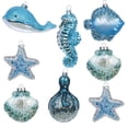 thumbnail image 1 of Set de adornos navideños Valery Madelyn de vidrio azul claro de 8 quilates, 1 of 6