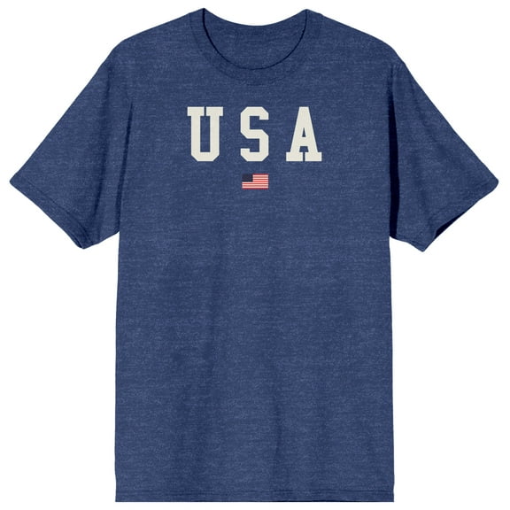 Americana USA Flag Men's Navy Heather T-shirt-3XL