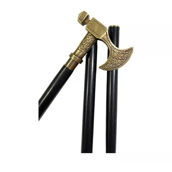 Antique Vintage Axe Handle stick Collectible wood walking stick cane Victorian Sputnik Wooden Walking Stick Canes