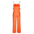thumbnail image 5 of REORIAFEE Summer Women's Casual Two Pieces Tracksuit Sets Loose Fit Casual Floral Outfits Going out Outfits Fashion Women Summer Square Neck Casual Sleeveless Top + Pant Set Orange S, 5 of 6