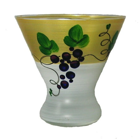 27 Ounce Wine - Set of 2 Grapes and Vines Hand Painted Cosmopolitan Wine Glasses - 8.25 Ounces