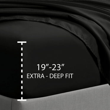 Swift Home  Double Brushed Microfiber 21-Inch Extra-Deep Pocket Single Fitted Sheet - Fit for 19"- 23" Deep Mattress King - Black