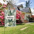 thumbnail image 4 of Welcome Garden Flag Double Sided Polyester Decorative Yard Flag with Green Leaves White Flowers and Welcome Text for Porch Lawn Patio 12.5x18 Inch#25971, 4 of 6