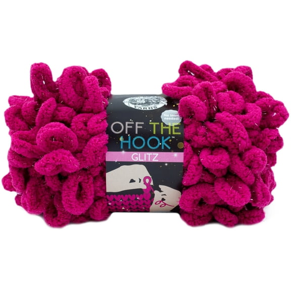 Lion Brand Off The Hook Glitz Yarn-Magenta