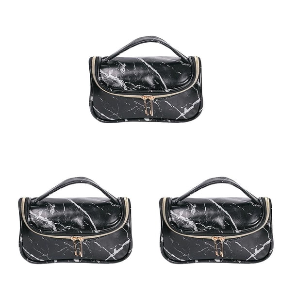 Bearachild Bolsa de cosméticos con diseño de mármol, práctico bolso de mano de almacenamiento multiusos, bolsa de transporte, organizador de maquillaje tipo 3 3piezas Bearachild CBP251973