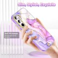 thumbnail image 3 of Petocase Compatible with Samsung Galaxy S23 Plus 5G Case,[2 Tempered Glass Screen Protector + 2 Camera Lens Protector ] Marble Pattern Slim Rugged Shockproof Phone Cover,White Purple, 3 of 7