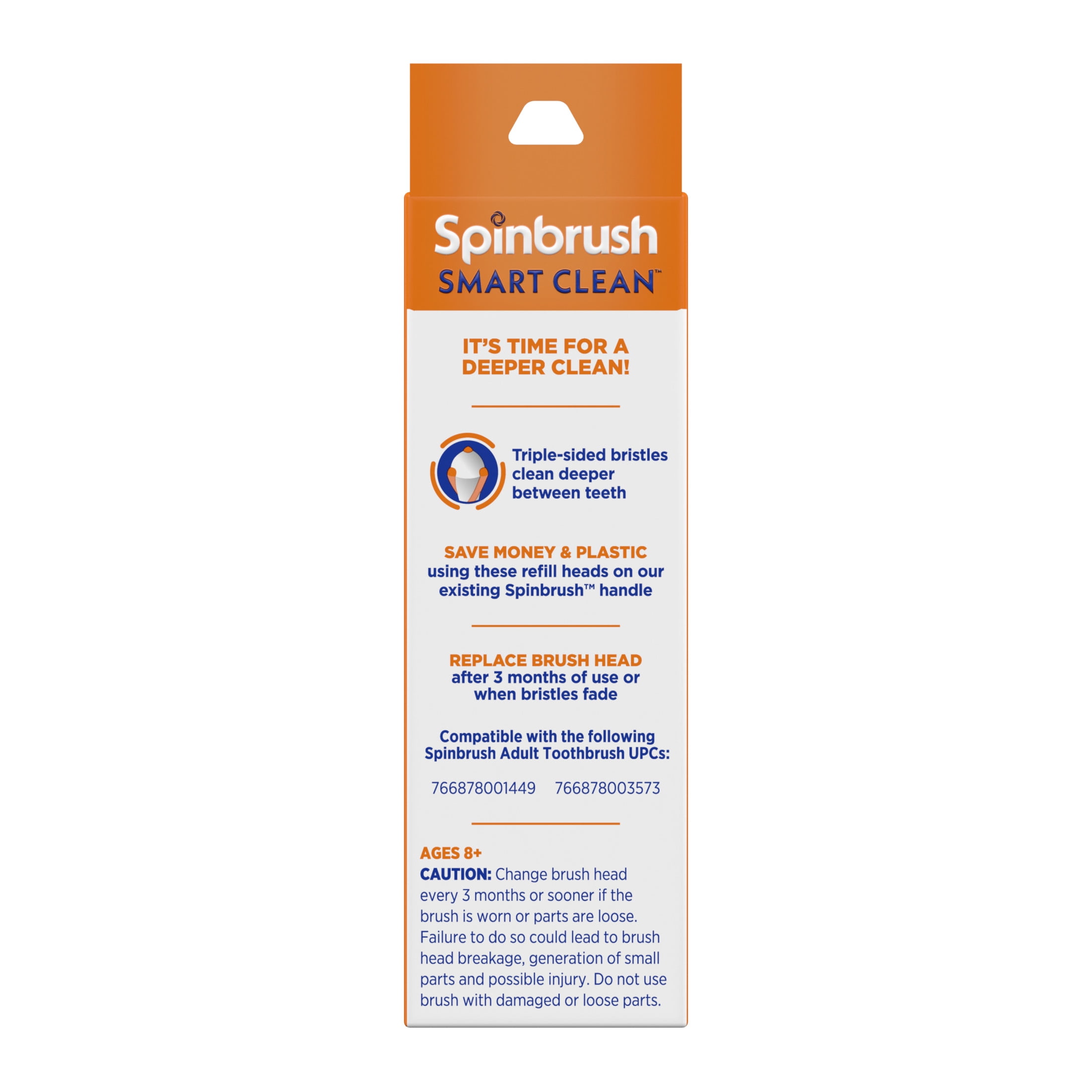 Spinbrush Smart Clean Replacement Heads for Adults, Battery Powered Electric Toothbrush Refills, Soft Bristles, 2 Count