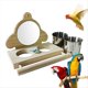 thumbnail image 1 of Percha de Madera para Loros, Espejo para Periquitos, Juguete para Pájaros, Percha para Loros con Espejo y Vasos para Comida, Jaula de Juguete para Agapornis B, 1 of 6