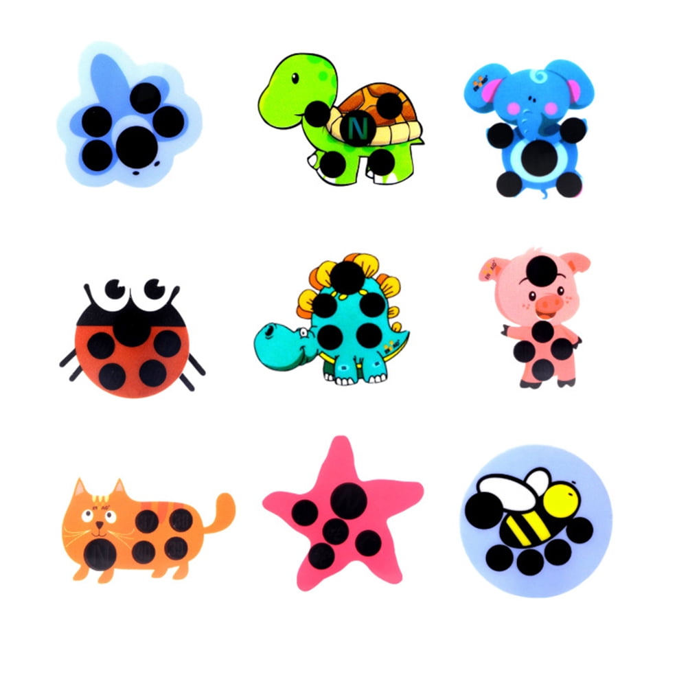 9Pcs Lovely Baby Forehead Stickers Thermometer Sticker Animal Cartoon LCD Body Fever Test Infant Healthy Care Tool (Random Style