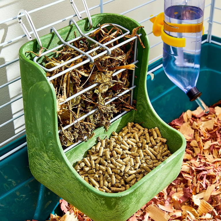 Vibrant Life Small Animal Hay and Food Bin, Green, 3-Pack photo 3