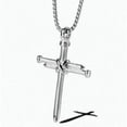 thumbnail image 4 of HOOUN Men Stainless Steel Chain Necklace Retro Double Nails Cross Fashion Pendant 1126-Black, 4 of 7