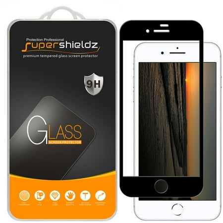 [2-Pack] Supershieldz for Apple iPhone 8 [Full Screen Coverage] Tempered Glass Screen Protector, Anti-Scratch, Anti-Fingerprint, Bubble Free (Black Frame)
