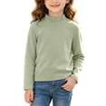 thumbnail image 2 of Spazoro Girls Mock Neck Pullover Top, Soft Loose Fit Mock Neck Long Sleeve 100% Cotton Solid Color Basic Layering Shirts for Daily Wear Mint Green Size 5-6, 2 of 9