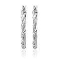 thumbnail image 5 of 14K Solid White Gold Medium 3mm Twisted Round Hoop Earrings, 5 of 10