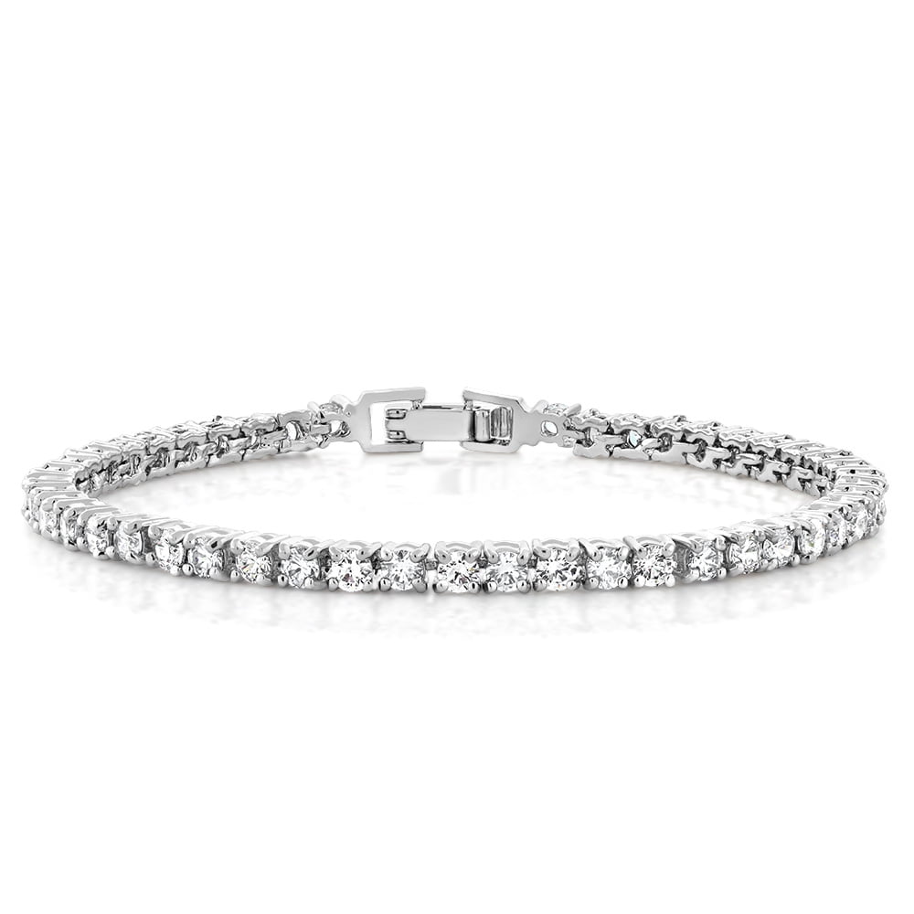 Gem Stone King 10.00 Ct Round Cut Stunning Cubic Zirconia CZ 7 inch Tennis Bracelet for Women