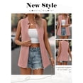 thumbnail image 5 of QAFOPEH Women Solid Color Sleeveless Cardigan Vest Lightweight Long Jacket, 5 of 5