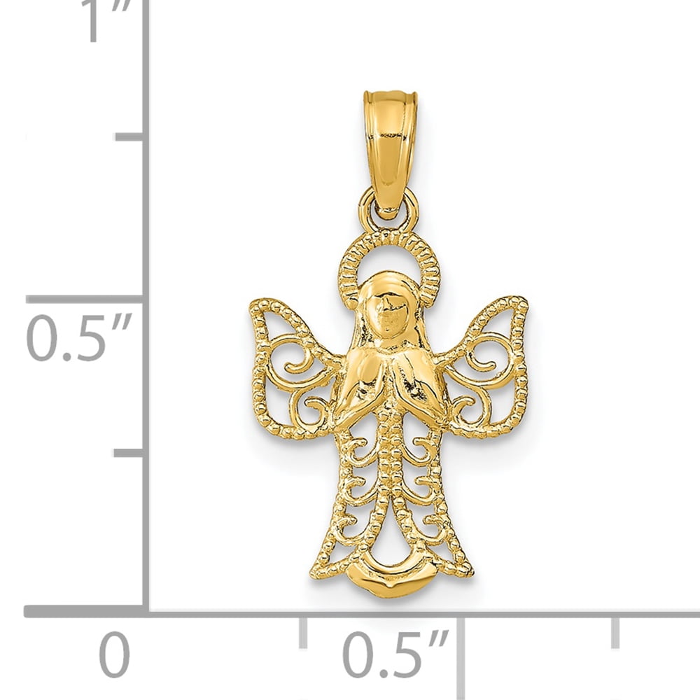FJC Finejewelers 14k Yellow Gold Angel with Filigree Wings Charm