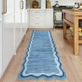 thumbnail image 2 of Hasoo Indoor Scalloped Area Rug for Hallway 2' x 6' Washable Modern Runner Mat with Non-Slip Backing, Blue, 2 of 6