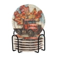 thumbnail image 2 of BZSMCE 6Pcs Drink Coasters With Holder 3.94Inch Truck with Large Maple Leaf Creative Coil Coaster Coasters Colors Absorbent Coasters for Drinks Coasters Set Thicken Heat for Home Table, 2 of 7